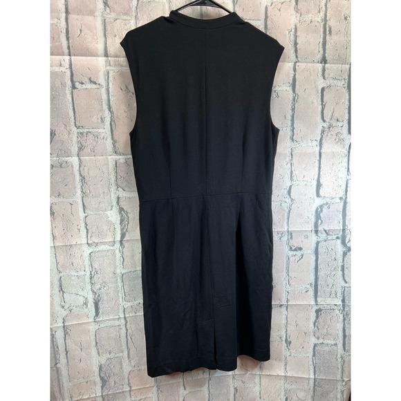 Kenneth Cole Black Sleeveless V Neck Knee Length Dress Size 12 Long Front Zipper - Picture 3 of 6